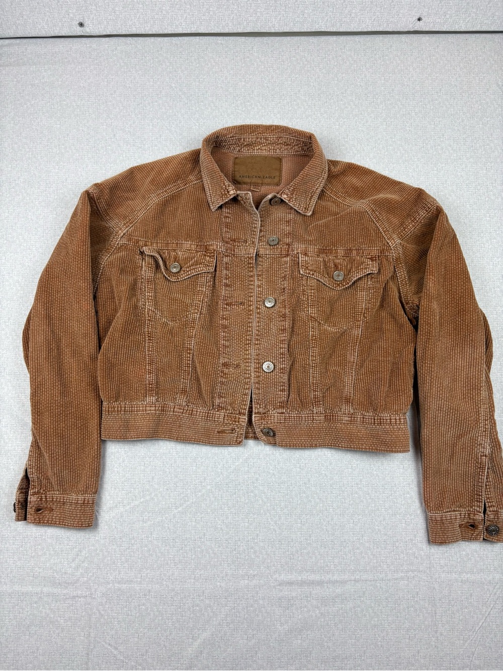 American Eagle Outfitters Brown Corduroy Cropped Trucker Jacket